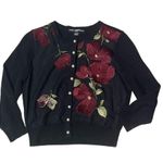 Karl Lagerfeld  Black Dress Cardigan Floral Embroidery 2 Piece Sleeveless Size 6 Photo 8