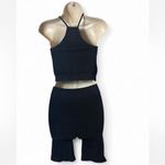 Ribbed Crop Top and Bike‎ Shorts Set Black Size L Photo 2