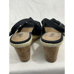 Seychelles Womans Willshire Wedge Black Fabric Peep Toe Cork Heel Sandal 8.5 M Photo 4