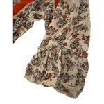 Democracy  BOHO Women’s Size M Beige Floral 3/4 Bell Sleeve Ruffle Hem Top Blouse Photo 2