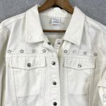 VTG Avon Denim Jacket Womens Large Hong Kong White Silver‎ Stars Retro 80s 90s Photo 2