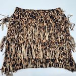 Chico's  BROWN/ tan ANIMAL LEOPARD PRINT FRINGE PULL ON SKIRT size 2 US large Photo 3