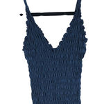 Free People  Intimately Pucker Up Seamless Cami Smocked Tank Top Navy Blue XS Photo 0