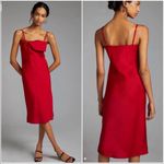 Anthropologie Hutch for Bow Front Slip MIDI Dress Cherry Red Size Medium Photo 1