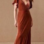 Jenny Yoo Ellis Velvet Flutter Short Sleeve English Dusty Rose Dress Sz. 10 Photo 0