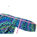 Amanda Uprichard Silk Chevron Pint Long Sleeve Tunic Blouse Top Blue Green Large Photo 6