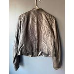 Ann Taylor Dark Chocolate Brown Leather Moto Jacket with Gold Zippers Photo 4