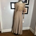 Jovani  Evening Long Sleeve Beaded Illusion Beige Gatsby Deco Formal Keyhole Gown Photo 1