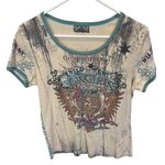 Vanilla Sugar Wild West Cowgirls Graphic Rhinestone T Shirt Top Medium‎ Tan Photo 0