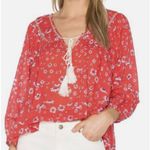 Free People  Never a Dull Moment red daisy boho blouse Photo 0
