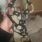 Via pinky Black Heels O-Ring Chain Open Toe Pumps 6.5 NIB Photo 1