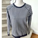 Draper James  Natalie Navy Blue & White Gingham Checked Sweatshirt Photo 1