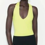 ZARA NWT Lime Green Twisted Back Neon Bodysuit Small Photo 3