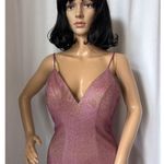 Faviana  Sparkly Metallic Long Jersey Dress With Leg Slit pink 2 Photo 2