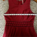 Free People 🦋  Pink Burgundy Fit & Flare Lace Cut Out Mini Dress Swiftie Taylor Photo 5