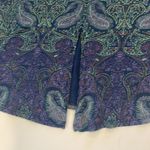 Lucky Brand  Women’s Paisley Print Top Navy Blue Split Back Print Shirt Photo 3