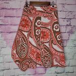 Talbots CUVED HEM FLOWY PAISLEY FLORAL ORANGE BROWN A LINE SKIRT 12 PETITE Photo 1