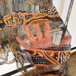 Y2K Sheer High Neck Abstract Fairy Top Ruffle Victorian Date Night Blouse Medium Blue Photo 5