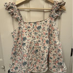 &merci &Merci Large Blouse Top Floral Ruffle Babydoll Tank Tie Bow Back 100% Cotton Photo 0