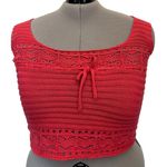 Y2K Jolie & Joy Knit Crochet Crop Womens Tank Top Sz 2X Coral Coquette Festival Orange Photo 0