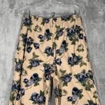 Sag Harbor Pants Small Beige Blue Floral Flowers Straight Crop Boho Cottagecore Photo 4