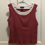 Van Heusen Women’s size medium pink and white layered tank top Photo 0