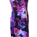 London Times Purple Pink Floral Midi Sheath Dress Small 6 Photo 0