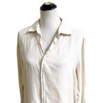 Club Room Luxury 100% Linen Button Down Long Sleeve Light Beige Coastal Boho Size M Photo 5