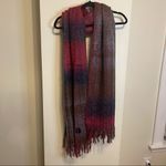 Joy Susan  Purple-Pink Gradian Stripe Acrylic Scarf with Fringe Tassels Photo 2