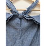 J.Crew  Women's Top Off The Shoulder Tie Neck Top Boxy 3/4 Sleeve Blue Size 4 Photo 3