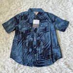 Free People Sandrine Rose by Women's Blue Tropical Western Short Sleeve Shirt XS Photo 0
