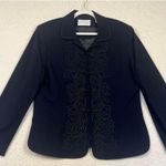 Vintage Lord & Taylor Women Embroidered Wool Blazer Knot buttons Size 14 Black Photo 0