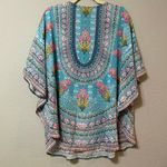 Tolani Collection Blue Floral Swimsuit Coverup Womens M Boho Tunic Pullover Photo 1