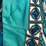 Venus Scallop Neck Sheath Midi Dress Teal Paisley Cap Sleeve Size 4 Professional Photo 9