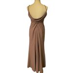 Dessy Group Bateau Neck Open Cowl Back Trumpet Gown in French Truffle Size 6R Photo 11