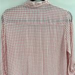 Foxcroft  Women’s Blouse White Red Tencel Rolled Sleeve Gingham Button Up Size 10 Photo 9
