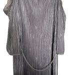 Topshop  Midi Dress
Plisse Cold Shoulder Pleated Silver Lace size 8 Photo 6