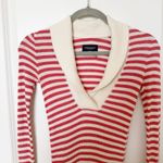 American Eagle VTG Y2K Waffle Knit Pink Stripe Shawl Neck Top Size Small Preppy Photo 1