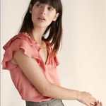 EXPRESS ✨4xHP✨Petite Smocked Satin Ruffle Blouse✨ Photo 1