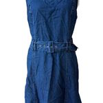 American Eagle  Dark Blue Denim Belted Mini Dress or Jumper Size Large Photo 0