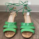Olivia Morris Green Patent Leather Cork Heeled Sandals ~ Size 37.5 Photo 1