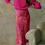 Sézane  Sandy Midi Skirt, Fuchsia Floral, FR44/US12 Photo 0