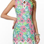 Lilly Pulitzer  Blooming Cocoon Sleeveless Shift Dress Pink Green Ric Rac Size 0 Photo 0
