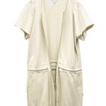 Rebecca Minkoff Mila Zip Front Short Sleeve Cream Cotton Jumpsuit Size Medium Photo 7