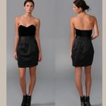 Theory  Chanesa Black Velvet Satin Silk-Blend Strapless Mini Cocktail Tube Dress Photo 2