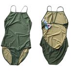 SPORTI Micro Back One Piece Swimsuit Olive Green Size XL 38 NWT Lycra Swimwear Photo 6