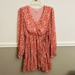 Chelsea 28 Pink White Floral Faux Wrap Girly Feminine Chiffon Dress Medium Photo 1