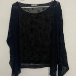 Scala  Black Sheer Floral Blouse Photo 0