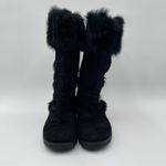 Coach Deeann Black Boots Fur Trim Gold Buckle Black Mid-Calf A7294 Size 9B Photo 7