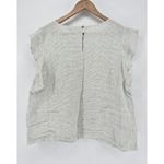 Catherine Malandrino Catherine‎ Malandrino XL Linen Striped Flutter Sleeve Top Blouse Photo 2